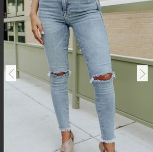 Free People Sweet Blue Raw High Rise Jean